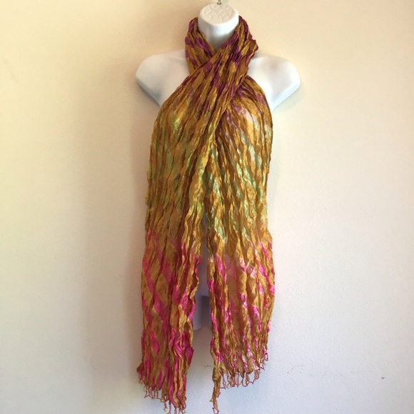 New Copper Tan Beach Striped Scarf Wrap Pareo - Picture 1 of 12
